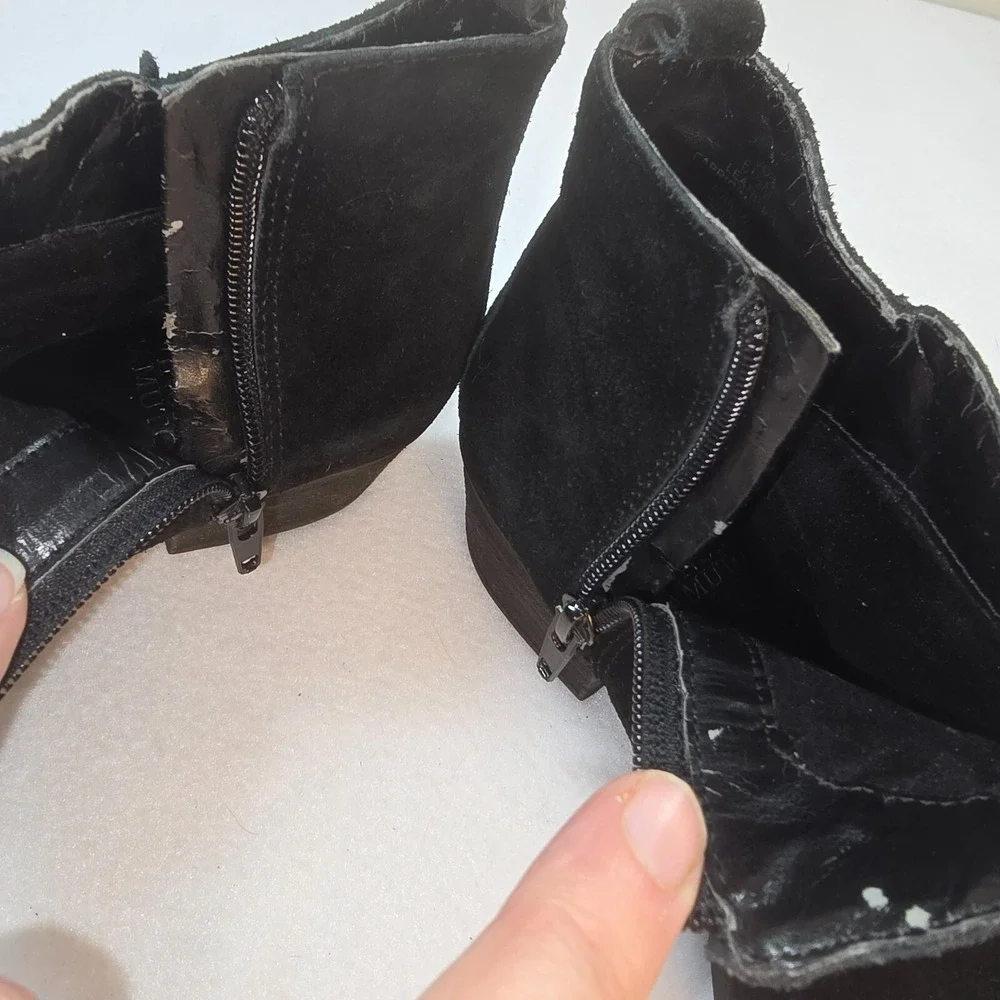 Womens Suede Fringe Ankle Boots Black‎ Western Boho Chic Classic Festival Sz 6.5